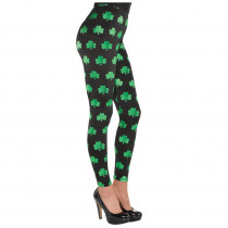 Amscan Black and Green Polyester and Spandex Shamrock St. Patrick's Day Adult Leggings