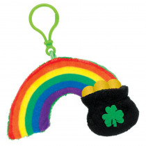 Amscan 4 in. St. Patrick's Day Polyester Over the Rainbow Plush Clip On Keychain (4-Pack)