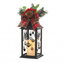 Home Accents Holiday 13 in. Black Plastic Lantern with Outdoor Resin Timer Candle