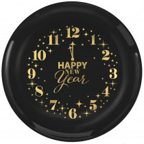 Amscan New Year's 6 in. Small Plastic Clocks Plates (16-Count, 2-Pack)