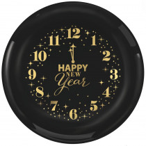 Amscan New Year's 9 in. Large Plastic Clocks Plates (12-Count, 2-Pack)