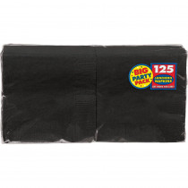 Amscan Big Party Pack 6.5 in. x 6.5 in. Black Paper Birthday Lunch Napkin (125-Count, 4-Pack)