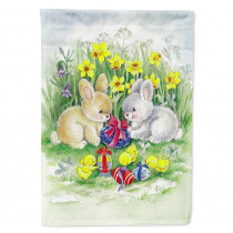 Caroline's Treasures 11 in. x 15-1/2 in. Polyester Easter Bunnies with Eggs 2-Sided 2-Ply Garden Flag