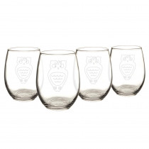 Cathy's Concepts 21 oz. Owl Stemless Wine Glasses (Set of 4)