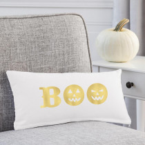 Cathy's Concepts 18 in. L x 9 in. W Gold Boo Halloween Lumbar Pillow
