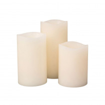 Bisque, Vanilla Scent Wax Black Wick LED Candle Set (3-Piece)