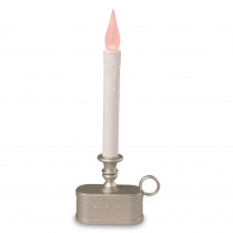 Battery Operated 1 Tier Wireless LED White Candle with Pewter Base (Set of 2)