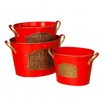 S/3 Red Christmas Buckets