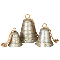 S/3 Metal Galvanized Bells
