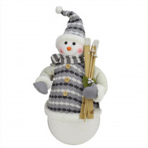 20 in. Alpine Chic Snowman with Gray and White Jacket Christmas Decoration