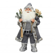 24.5 in. Santa Claus with Skis and Presents Christmas Tabletop Decoration