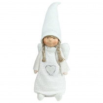 19.25 in. White Snowy Woodlands Girl Angel Christmas Tabletop Figure