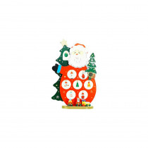 10.25 in. Wooden Santa Claus Cut-Out with Miniature Ornaments Christmas Table Top Decoration