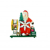 9.25 in. Wooden Santa Claus and Winter Wonderland Merry Christmas Musical Table Top Decoration