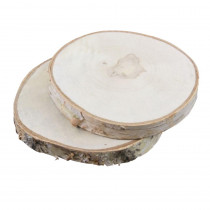 10-12 in. Christmas Round Cut Wooden Birch Discs with Bark with 1 in. H (2-Set)