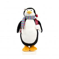 24 in. Christmas Animated Penguin with Head and Hand Movement and LED Lighted Lantern