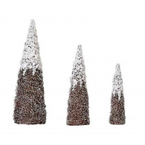 18 in., 24 in. and 31 in. Nested Snow and Silver Glitter Cone Tree (3-Set)