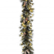 9 ft. Glitter Pine Garland with Clear Lights