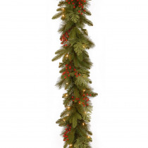 Classical Collection 9 ft. Mixed Evergreen Tip Garland with Clear Lights