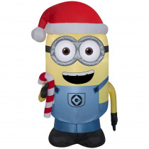 42 in. Inflatable Airblown- Minion Dave with Candy Cane