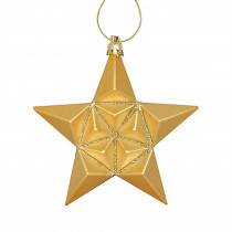 5 in. Matte Vegas Gold Glittered Star Shatterproof Christmas Ornaments (12-Count)