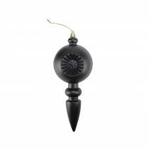 7.5 in. Matte Jet Black Retro Reflector Shatterproof Christmas Finial Ornaments (4-Count)