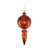 7.5 in. Matte Orange Retro Reflector Shatterproof Christmas Finial Ornaments (4-Count)