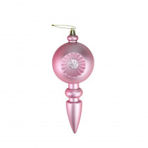 Matte Bubblegum Pink Retro Reflector Shatterproof Christmas Finial Ornaments (4-Count)
