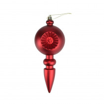 7.5 in. Matte Red Hot Retro Reflector Shatterproof Christmas Finial Ornaments (4-Count)