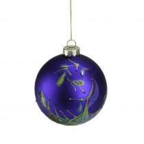 4 in. Regal Peacock Purple Glittered Glass Ball Christmas Ornament