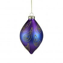 5 in. Regal Peacock Purple, Blue and Gold Glittered Glass Finial Christmas Ornament