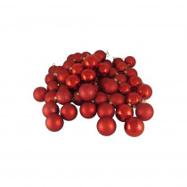 60ct Red Hot Shatterproof 4-Finish Christmas Ball Ornaments