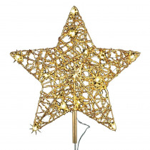 12 in. 18-Light LED Gold Five Star Metal Tree Topper