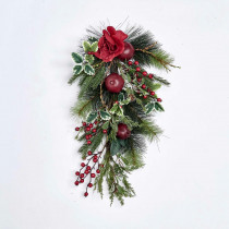 25 in. Pine Teardrop with Pomegranate and Rose