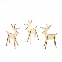 3 in. Christmas Alpine Reindeer Decorations in Natural (8-Piece)