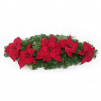 32 in. Unlit Christmas Poinsettia Mailbox Swag