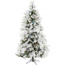 Christmas Time 6.5 ft. Frosted Fir Snowy Artificial Christmas Tree with Multi-Color LED String Lighting and Holiday Soundtrack