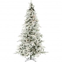 Christmas Time 7.5 ft. White Pine Snowy Artificial Christmas Tree with Clear Smart String Lighting