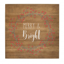 16 in. Christmas Merry and Bright Rustic Wood Sign