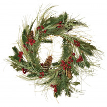 26 in. Mixed Pine and Berry Wreath