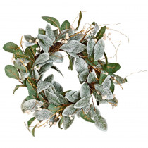 22 in. Magnolia Leaves Wreath with White Berries