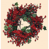 14 in. Mixed Berry Leaf Wreath on Twig Base