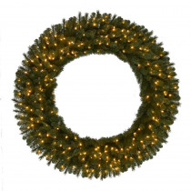 60 in. Pre-Lit LED Wesley Pine Artificial Christmas Wreath x 498 Tips, 240 UL Plug-In Indoor/Outdoor Warm White Lights