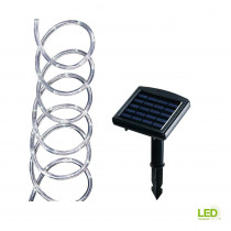 Hampton Bay Solar Powered 16 ft. Clear Outdoor Integrated LED 5000K Warm White Landscape Rope Light with Remote Panel