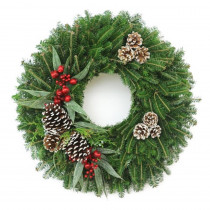 Cottage Farms Direct 24 in. Fresh Christmas Frost Fraser Fir Evergreen Wreath