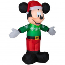 Disney 3.51 ft. Pre-lit Inflatable Mickey in Green Sweater Airblown