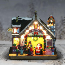 Exhart 8 in. Battery Powered Christmas Santa House with Timer