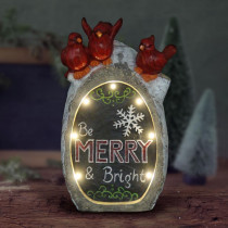 Exhart 16 in. Battery Operated Christmas Be Merry and Bright Statue with Timer