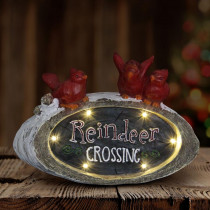 Exhart 9 in. Battery Operated Christmas Reindeer Crossing Statue with Timer