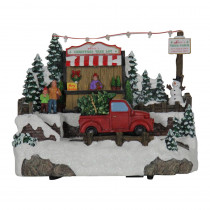 Exhart 12 in. Christmas Tree Lot with Moving Truck - Automatic Timer